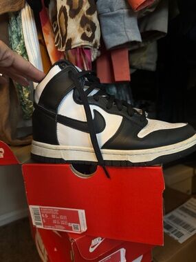 Nike Dunk High-Top Sneakers in Black and White